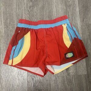 Slunks Shorts Women Small Red Volleyball Swim Trunks Athletic Beach Retro Style